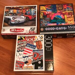 Rolling Stone 300-Piece Jigsaw Puzzle + Bonus Car & Neon 750/550 Puzzles